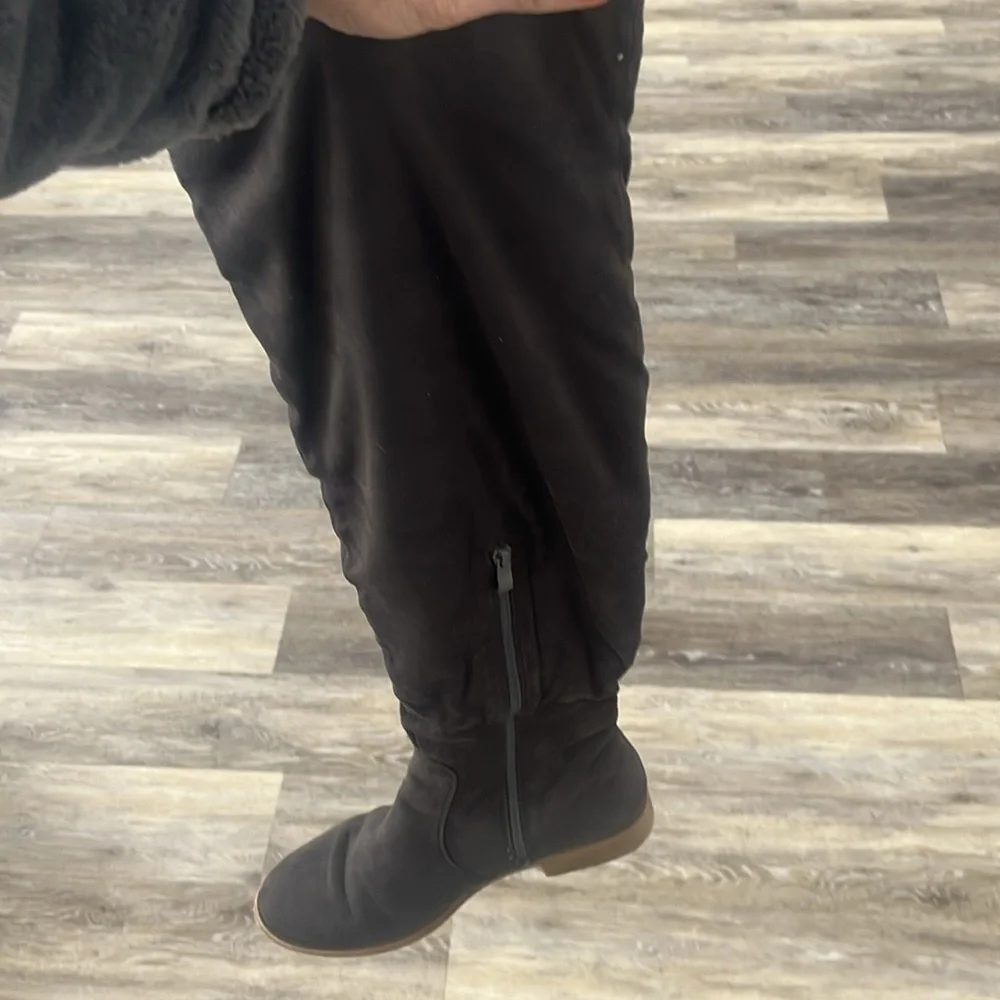 Journee Collection Thigh High cut out gray tall zip up boots size 8 sexy